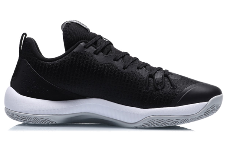 Li Ning Magic Cloud Abrasion Resistant Breathable Low top Basketball Shoes Men’s Black White Fleece Lined