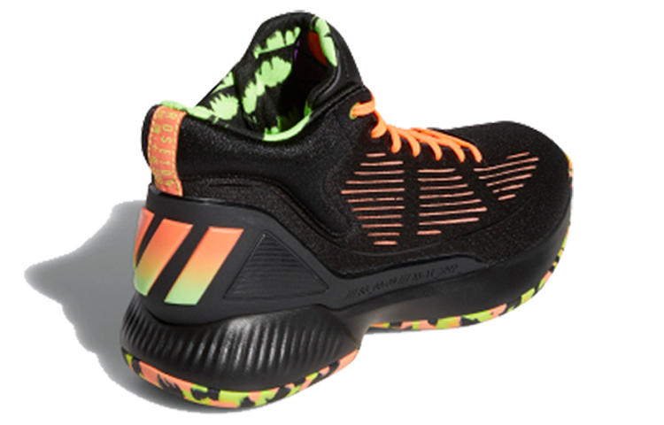 Мужские кроссовки adidas D Rose 10 (черный / оранжевый / зеленый) — Чёрный / оранжевый / зелёный — фото 4