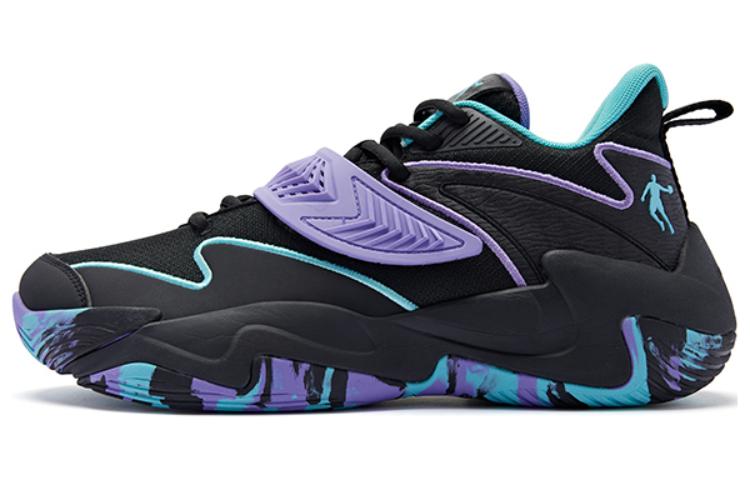 QIAODAN Comfortable Round Toe Cushioning, Wear Resistant Low top Basketball Shoes Men’s Black