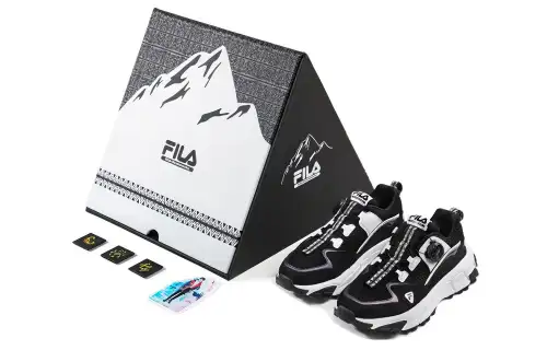 FILA FUSION FILA X White Mountaineering Mesh, Textile Comfortable Low top Chunky Sneakers Men's Black White