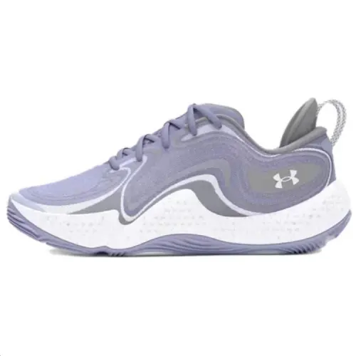 Under Armour UA Spawn 6 Slip Resistant Abrasion Resistant Low top Basketball Shoes Unisex White Purple