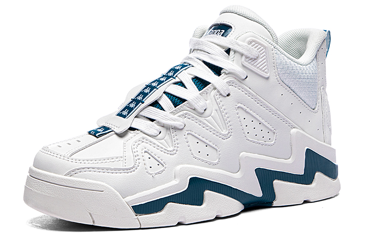 Kappa Slip Resistant Mid top Vintage Basketball Shoes Unisex White Green
