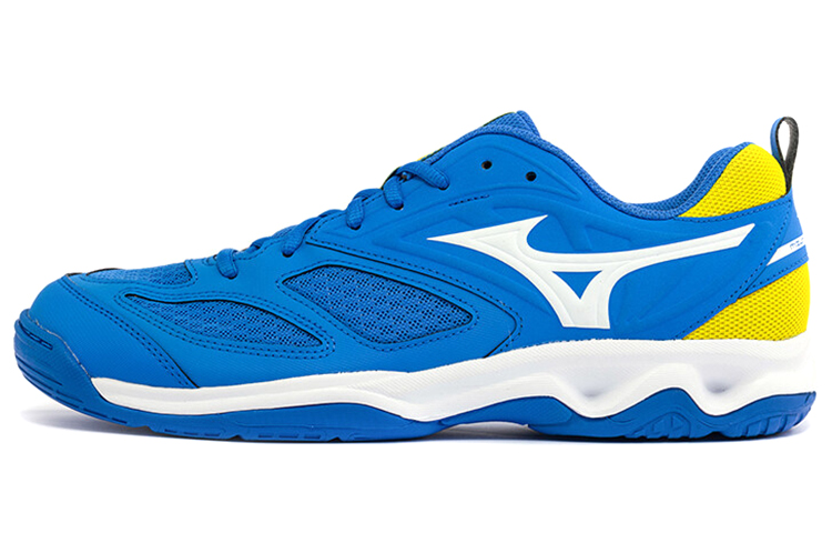 Mizuno Dynablitz lightweight and breathable low-cut volleyball training shoes for men and women, blue and yellow