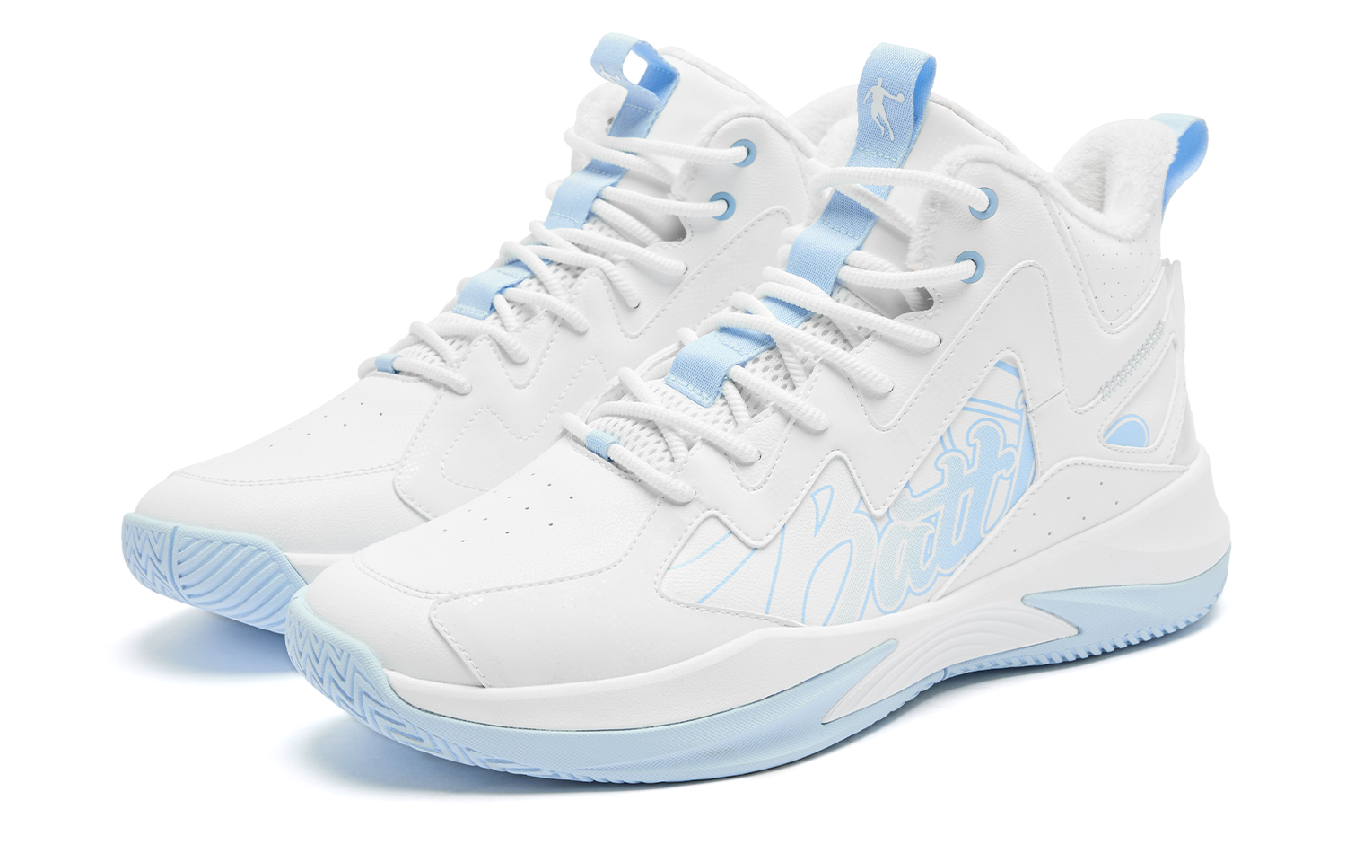 QIAODAN Basketball Shoes Men’s High Top Jordan White/Glacier Blue