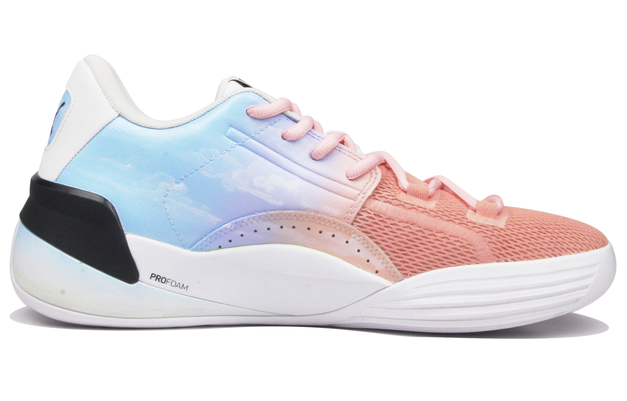 PUMA Clyde Hardwood Team Graduation Season Paper Plane Abrasion Resistant Low top Basketball Shoes Unisex Pink Blue
