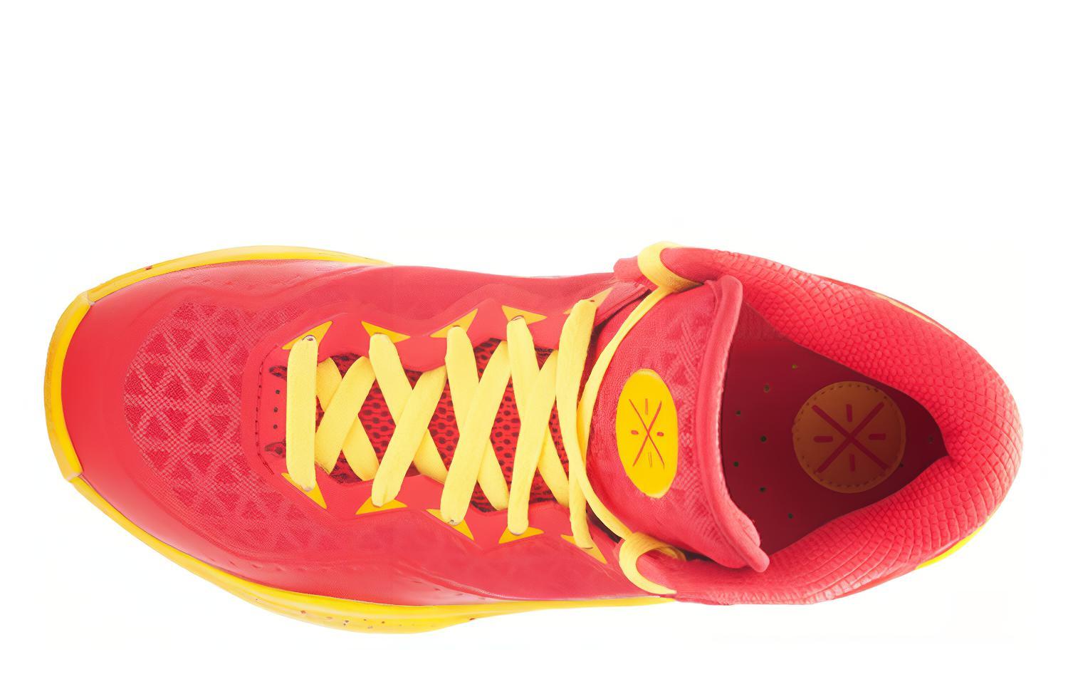 Li Ning WOW 3 Trendy Cushioning Slip Resistant Cushioning Slip Resistant Mid top Basketball Shoes Men’s Yellow Red