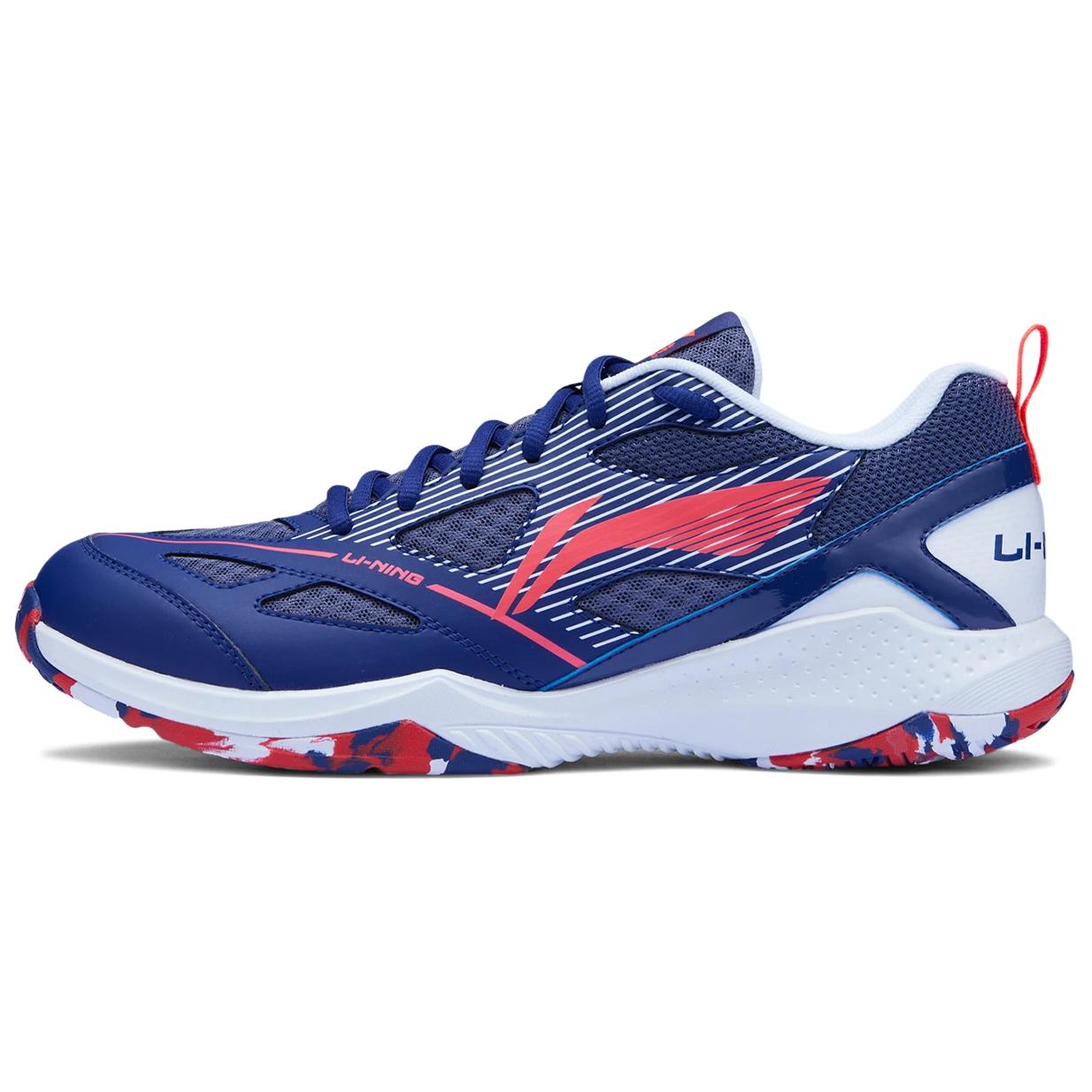 Li Ning Comfortable And Trendy Slip Resistant, Abrasion Resistant, Breathable Low top Badminton Shoes Unisex Blue Red
