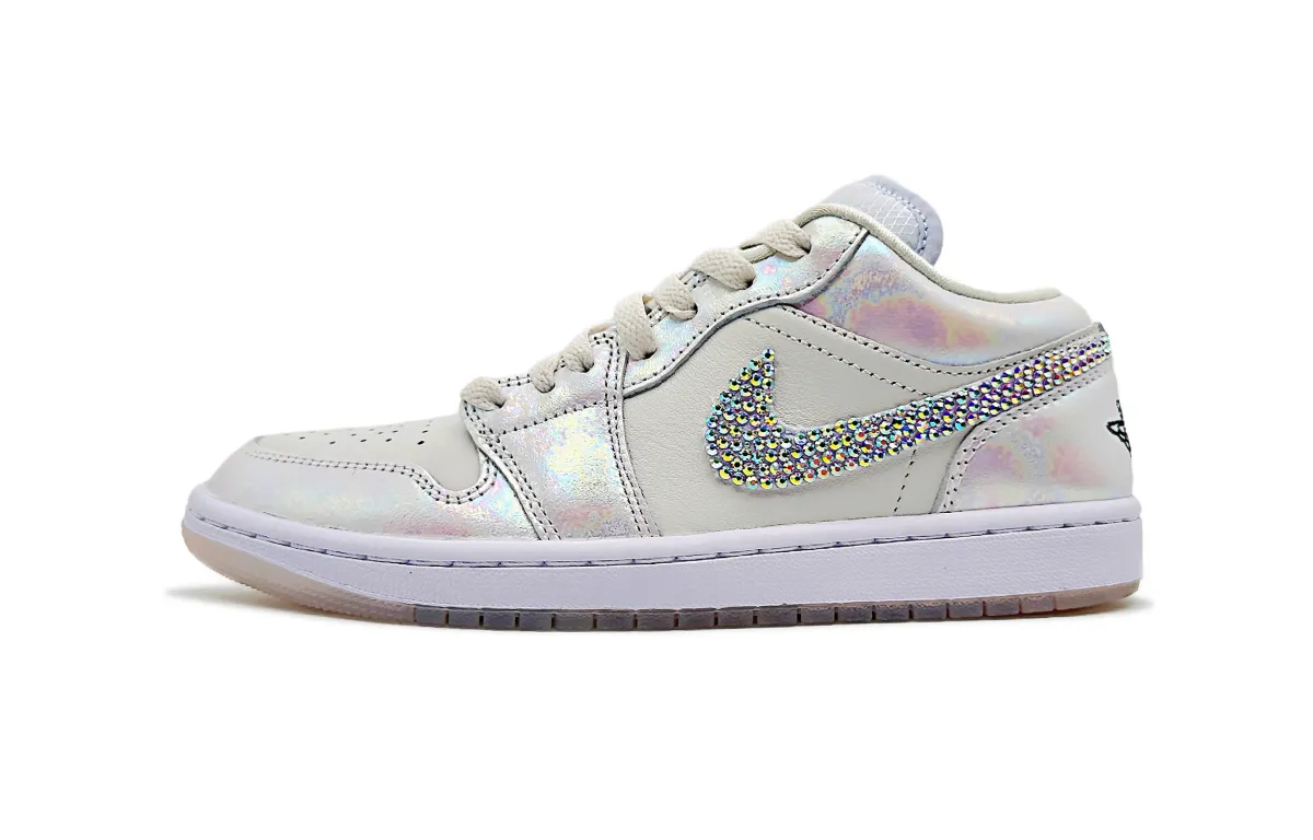 Jordan Air Jordan 1 Phantom Crystal Sakura Cushioning, Wear Resistant Low top Vintage Basketball Shoes Unisex Ecru