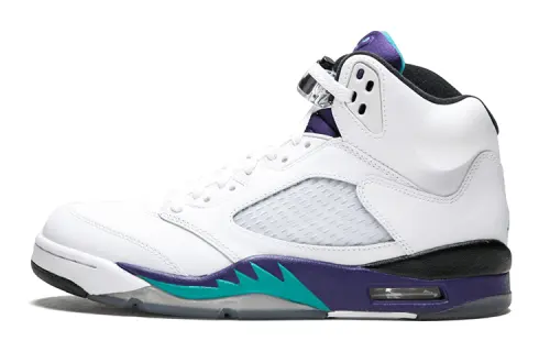 Jordan Air Jordan 5 Grape Trendy High top Vintage Basketball Shoes Men's White