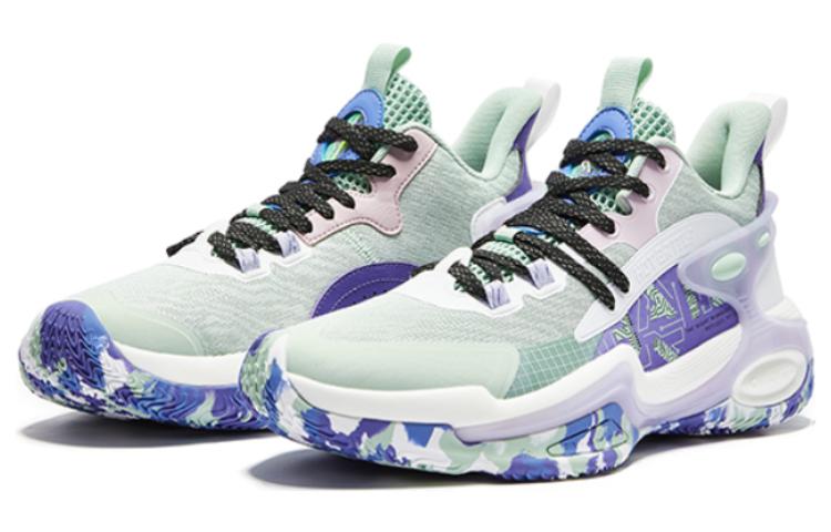 QIAODAN Q KUNGFU Cushioning Slip Resistant Abrasion Resistant High top Basketball Shoes Men’s Blue Green
