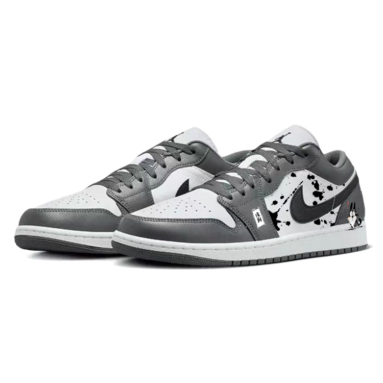 Jordan Air Jordan 1 Vintage Basketball Shoes Unisex Low Top White/Gray