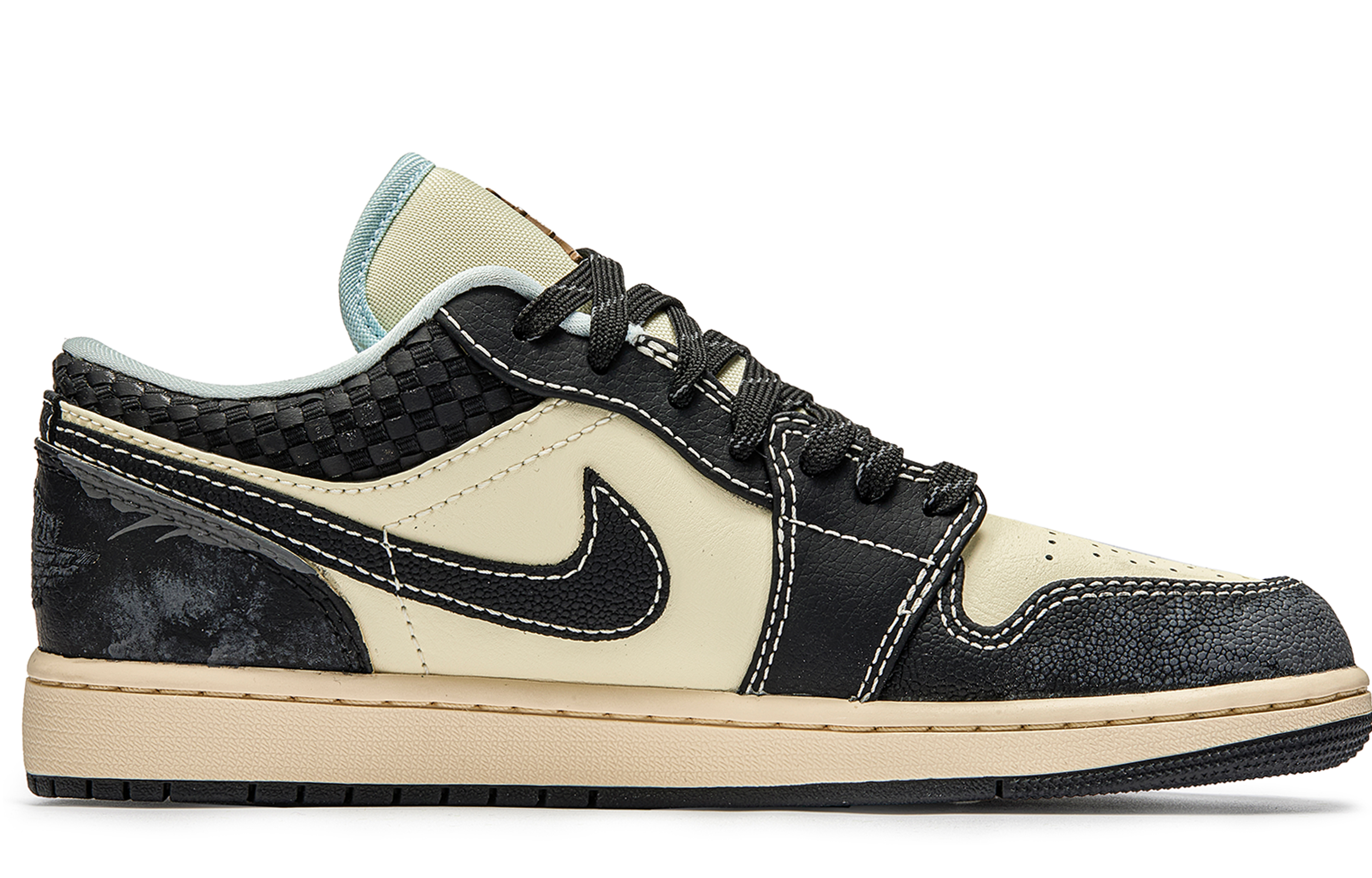 Jordan Air Jordan 1 Slip Resistant Slip Resistant Low top Vintage Basketball Shoes Men’s Beige Black