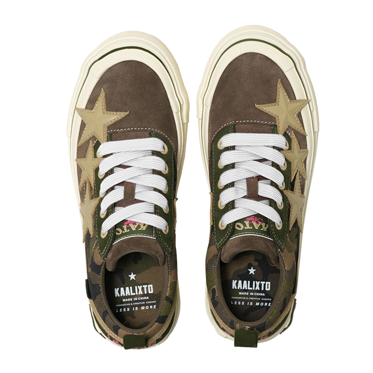 KAALIXTO Low top Canvas Shoes Unisex Camouflage American Vintage