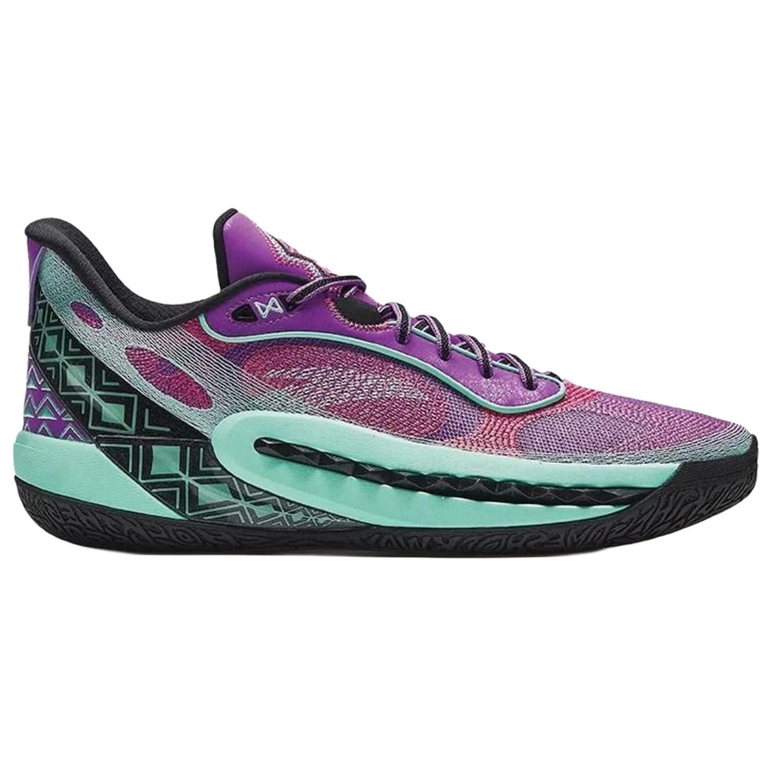 Anta Shock Wave 6 Cushioning Slip Resistant Abrasion Resistant Low top Basketball Shoes Men’s Purple Pink Green