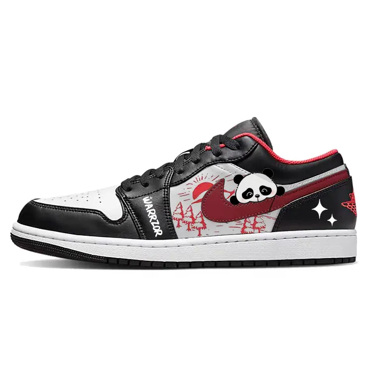 Jordan Air Jordan 1 Sunrise, Cute Bear Cat Cushioning, Wear Resistant Low top Vintage Basketball Shoes Men's Black Red