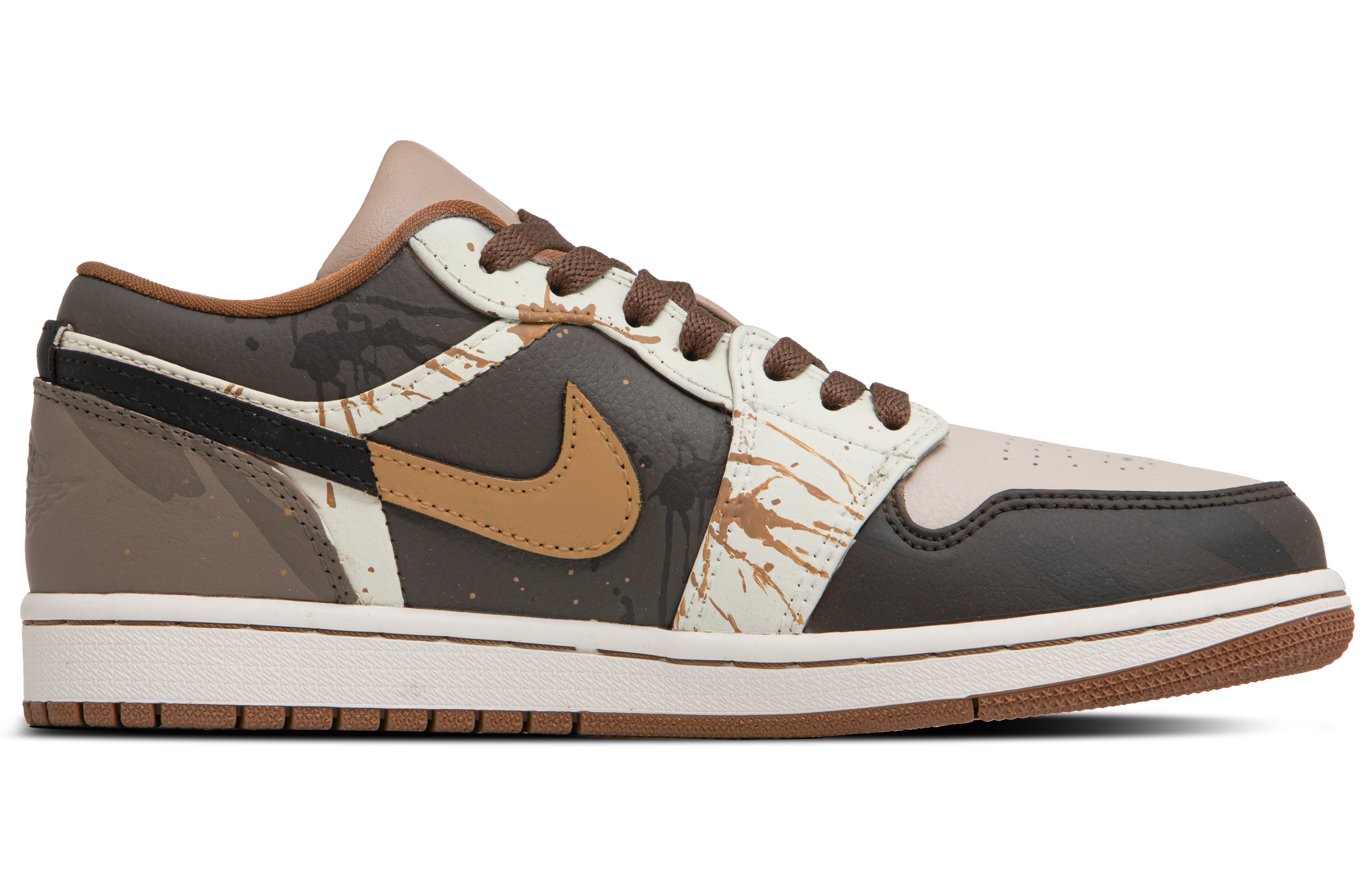 Jordan Air Jordan 1 Abrasion Resistant Breathable Low top Vintage Basketball Shoes Men’s Tan