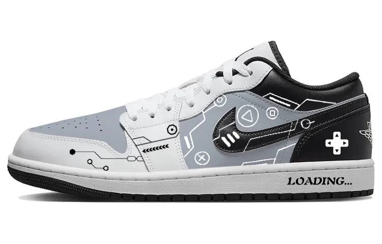 Jordan Air Jordan 1 Slip Resistant Abrasion Resistant Low top Vintage Basketball Shoes Men's White Black