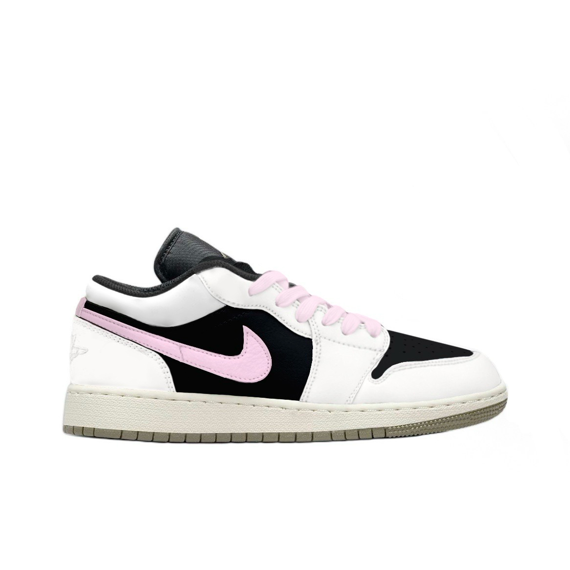 Jordan Air Jordan 1 Strawberry Sauce Abrasion Resistant Low top Vintage Basketball Shoes Unisex White Pink