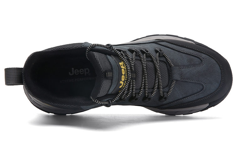 Jeep Mountaineering Collection Slip Resistant Abrasion Resistant Mid top Outdoor Shoes Men’s Black Gray