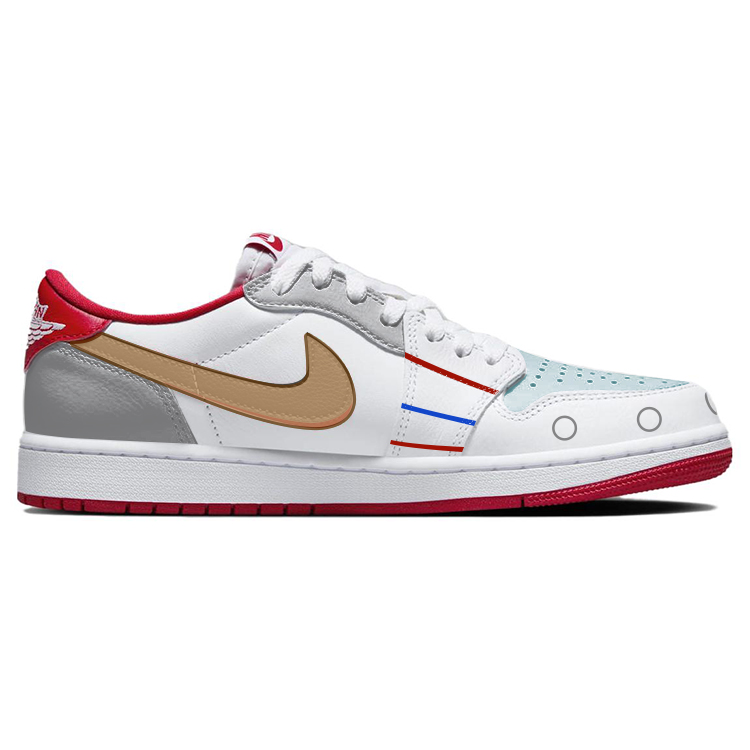 Jordan Air Jordan 1 Cushioning, Non Slip, And Waterproof Low top Vintage Basketball Shoes Unisex White Red