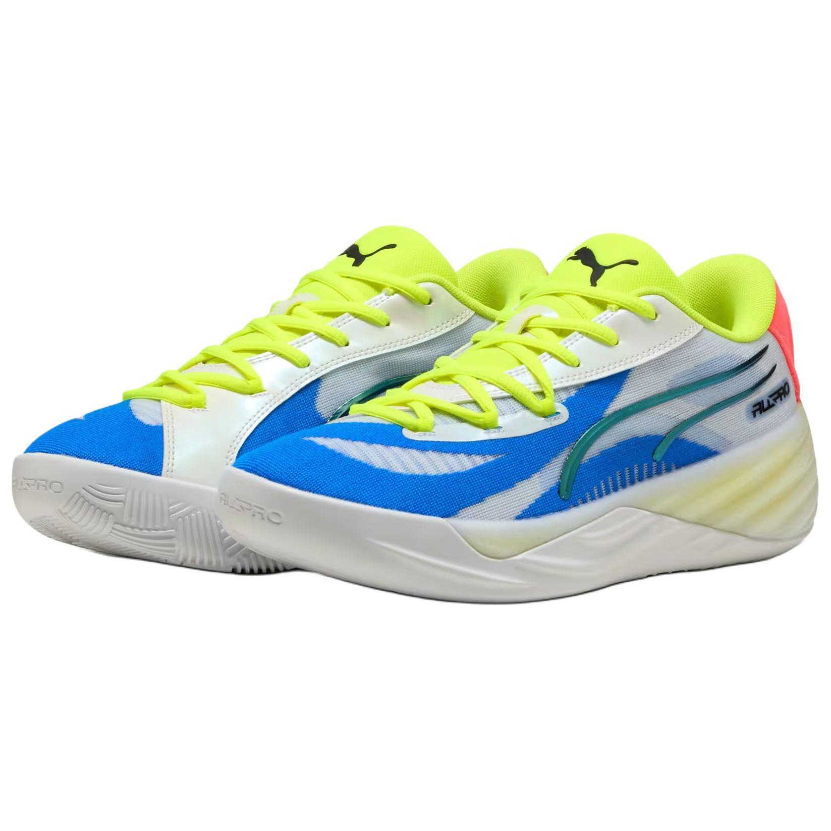 PUMA All Pro Nitro Slip Resistant Abrasion Resistant Low top Basketball Shoes Men’s White Blue
