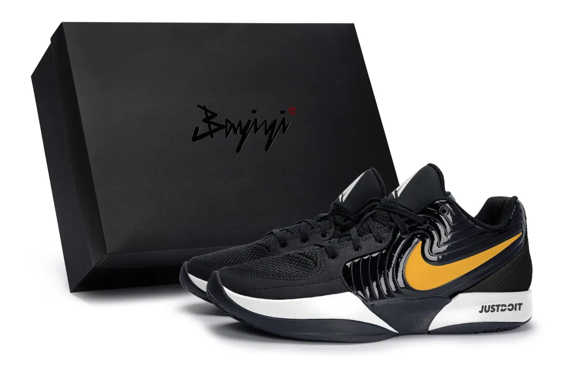 Nike Ja 2 EP 811 Manufacturing, Black White Melt Gold, Special Shoe Box Slip Resistant Abrasion Resistant