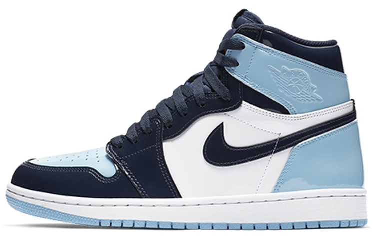 Jordan Air Jordan 1 Retro High Blue Chill 2019 All-Star patent leather versatile trendy shock-absorbing non-slip wear-resistant high-top retro basketball shoes women's all-star North Carolina blue