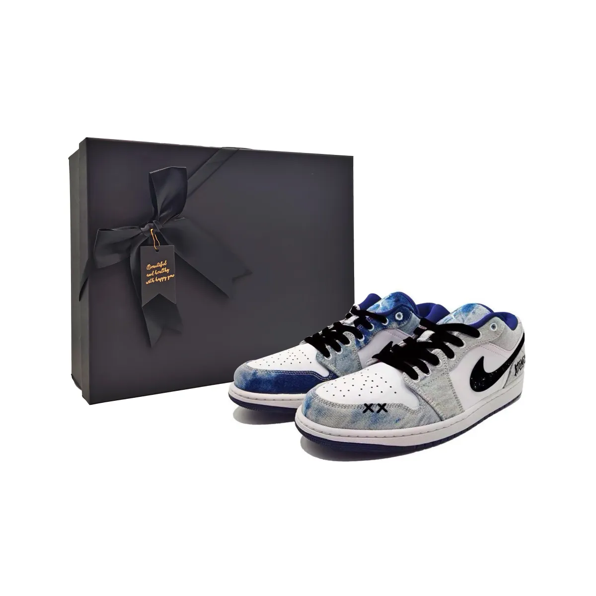 Jordan Air Jordan 1 Abrasion Resistant Low top Vintage Basketball Shoes Men's White Blue