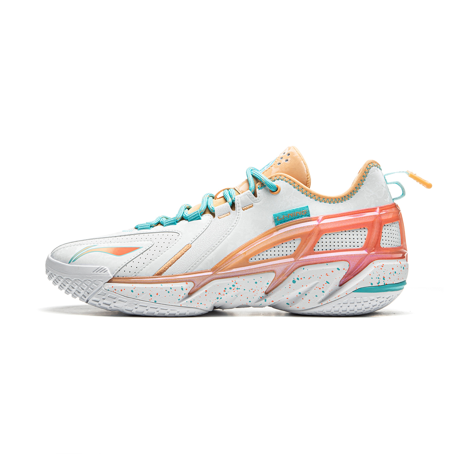 Li Ning BadFive 4.5 Cushioning Slip Resistant Abrasion Resistant Low top Basketball Shoes Men’s White Orange