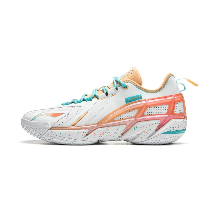 Li Ning BadFive 4.5 Cushioning Slip Resistant Abrasion Resistant Low top Basketball Shoes Men's White Orange