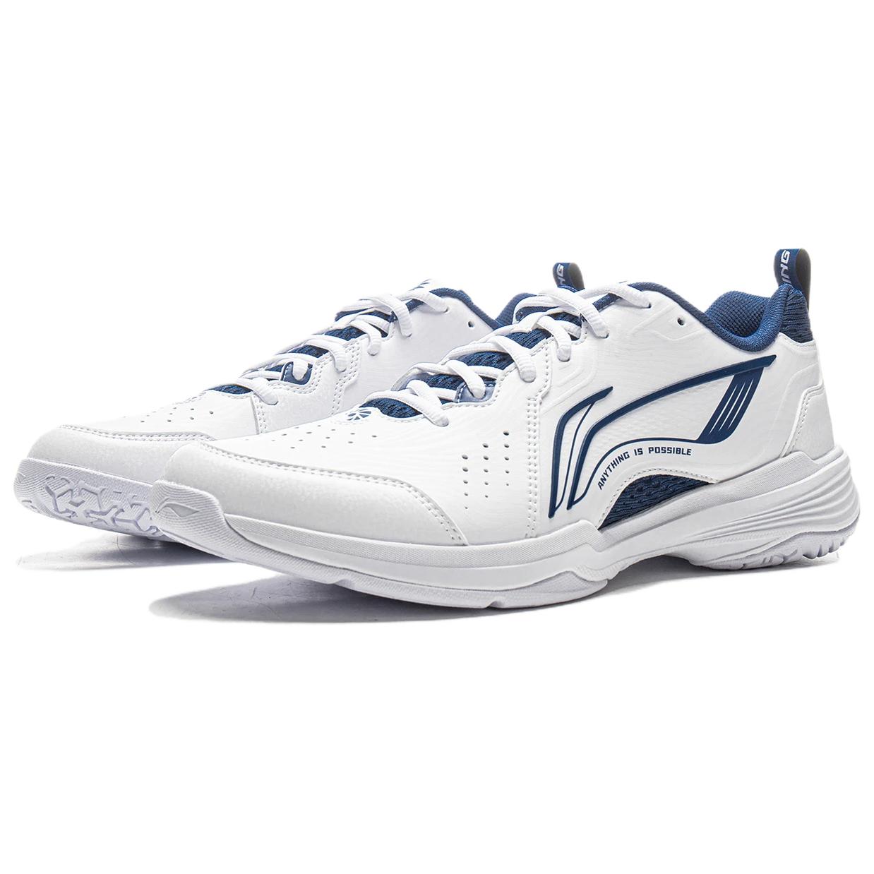 Li Ning Flying Eagle Breathable And Lightweight Low top Badminton Shoes Unisex Standard White Navy Blue