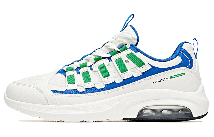 Anta Variety Training Collection Cushioning Slip Resistant Low top Training Shoes White Blue Green