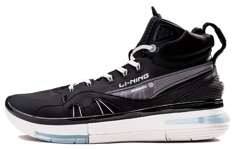 Li Ning 937 Abrasion Resistant Slip Resistant High top Vintage Basketball Shoes Men’s Black