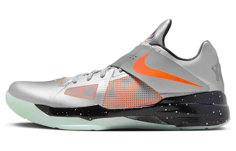 Nike KD 4 \"Galaxy\" Durant 4th Generation All-Star Round Toe Lace Low Top Cushioning Gum Basketball Shoes Men's Black Silver