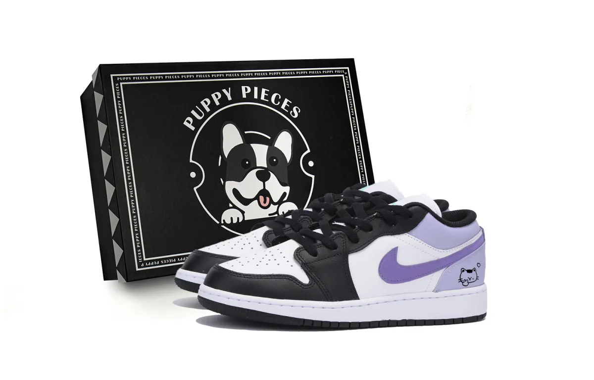 Jordan Air Jordan 1 Slip Resistant Abrasion Resistant Low top Vintage Basketball Shoes Men's Purple