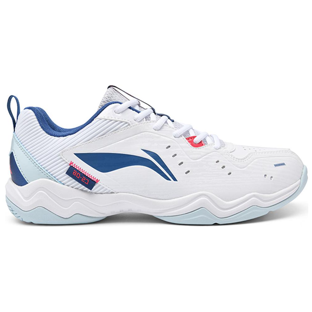 Li Ning Textile, Synthetic Leather Cushioning, Wear Resistant Low top Badminton Shoes Unisex White Blue