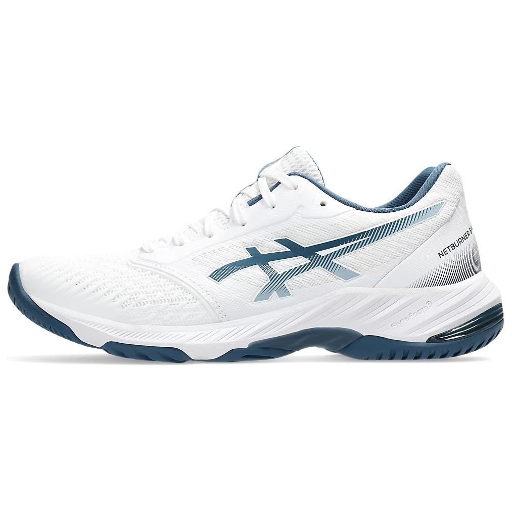 ASICS Netburner Ballistic FF 3 lightweight and comfortable low-top volleyball shoes for men and women, white and blue
