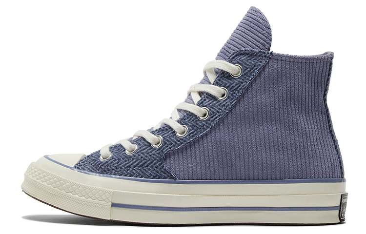 Converse 1970s Chuck Taylor All Star Hi, trendy and versatile, corduroy splicing, wear-resistant, high-top canvas shoes, same style for men and women, violet
