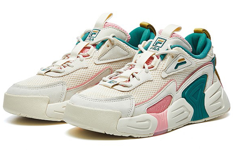 FILA Swarm Swirl Swarm Fabric Low top Vintage Basketball Shoes Women’s Beige Pink