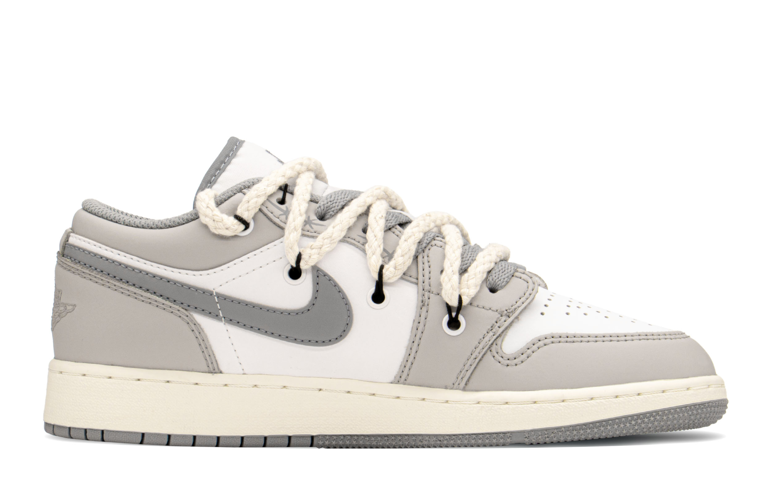 Jordan Air Jordan 1 Low top Vintage Basketball Shoes GS Mist Gray Smoke Pink