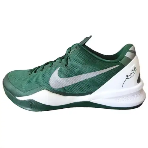 Nike Kobe 8 System TB round toe lace-up, shock-absorbing and wear-resistant, low-top basketball shoes, same style for men and women, green and white