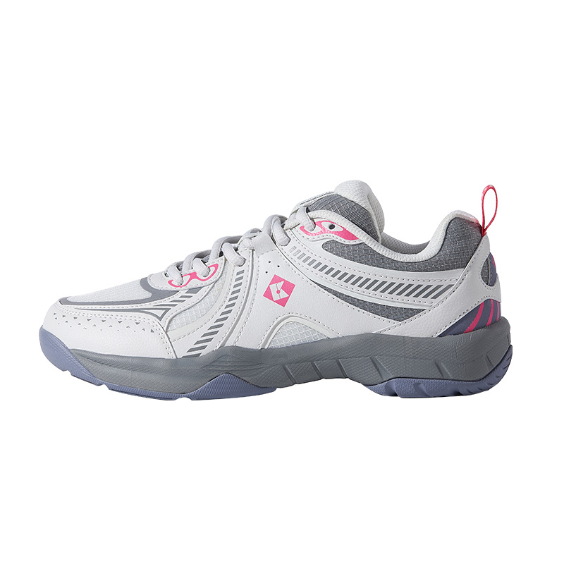 KUMPOO Cushioning Breathable Support Low top Badminton Shoes Unisex White Gray Pink