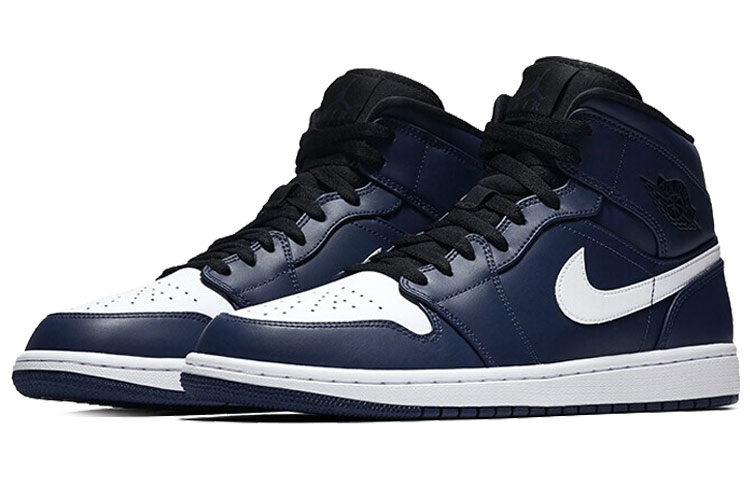 Мужские кроссовки Jordan Air Jordan 1 Mid (бело-синие) — Белый / синий — фото 3