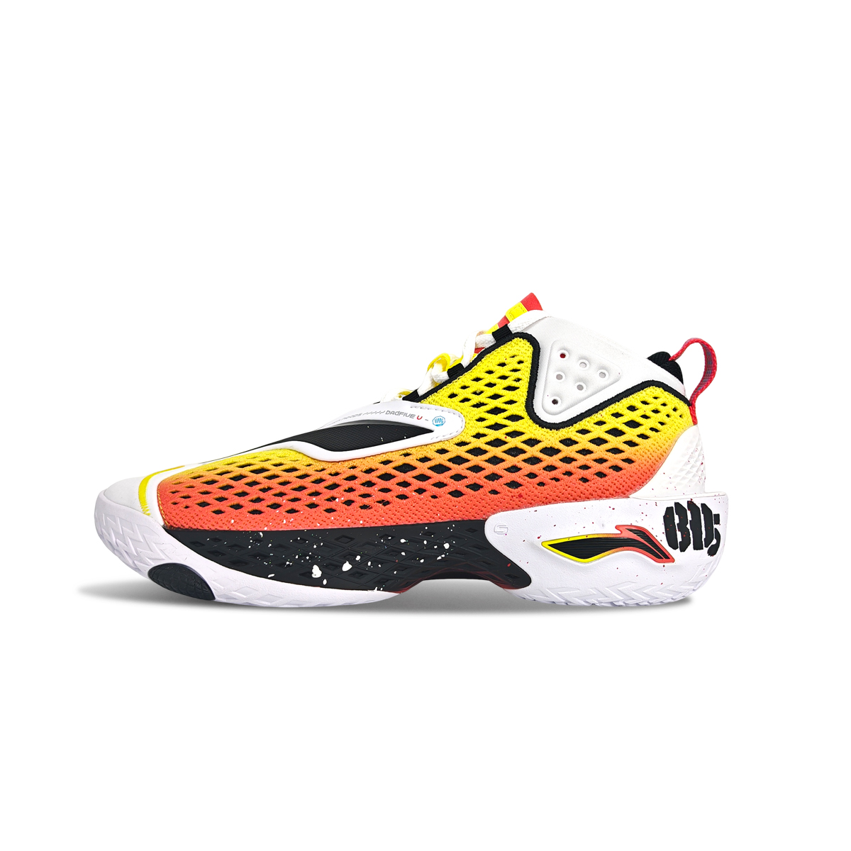 Li Ning BadFive 5 Cushioning Slip Resistant Abrasion Resistant Mid top Basketball Shoes Men’s Black White Yellow