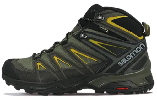 SALOMON X Ultra 3 Mountaineering & Hiking Shoes Men's High Top Black/Green