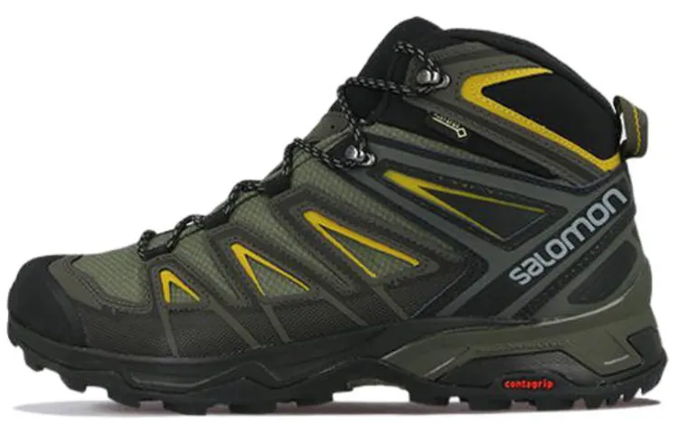 SALOMON X Ultra 3 Mountaineering & Hiking Shoes Men's High Top Black/Green