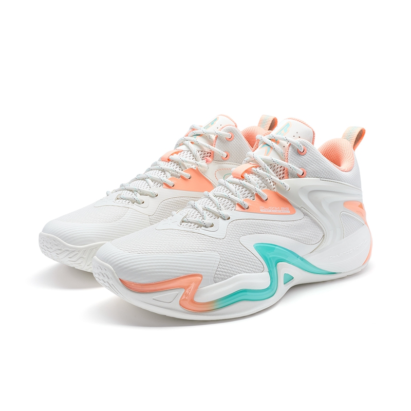 XTEP Campaign 1 V2 Abrasion Resistant Slip Resistant Low top Basketball Shoes Men’s Sail White/Fluorescent Orange Pink