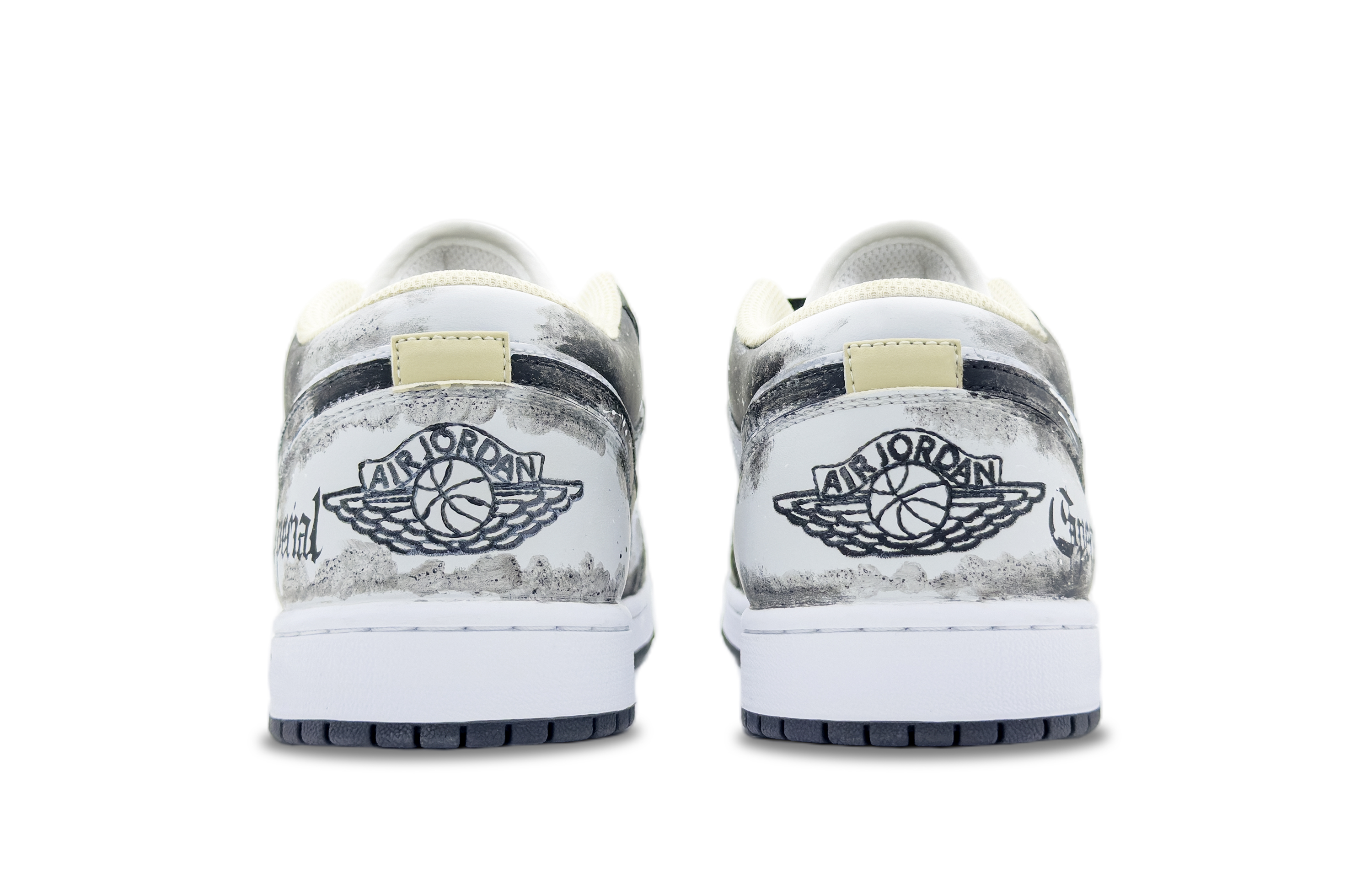 Jordan Air Jordan 1 Funi Meteor Ink Abrasion Resistant Low top Vintage Basketball Shoes Men’s Black White