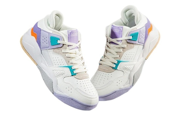 Li Ning Abrasion Resistant Low top Vintage Basketball Shoes Women’s White Purple