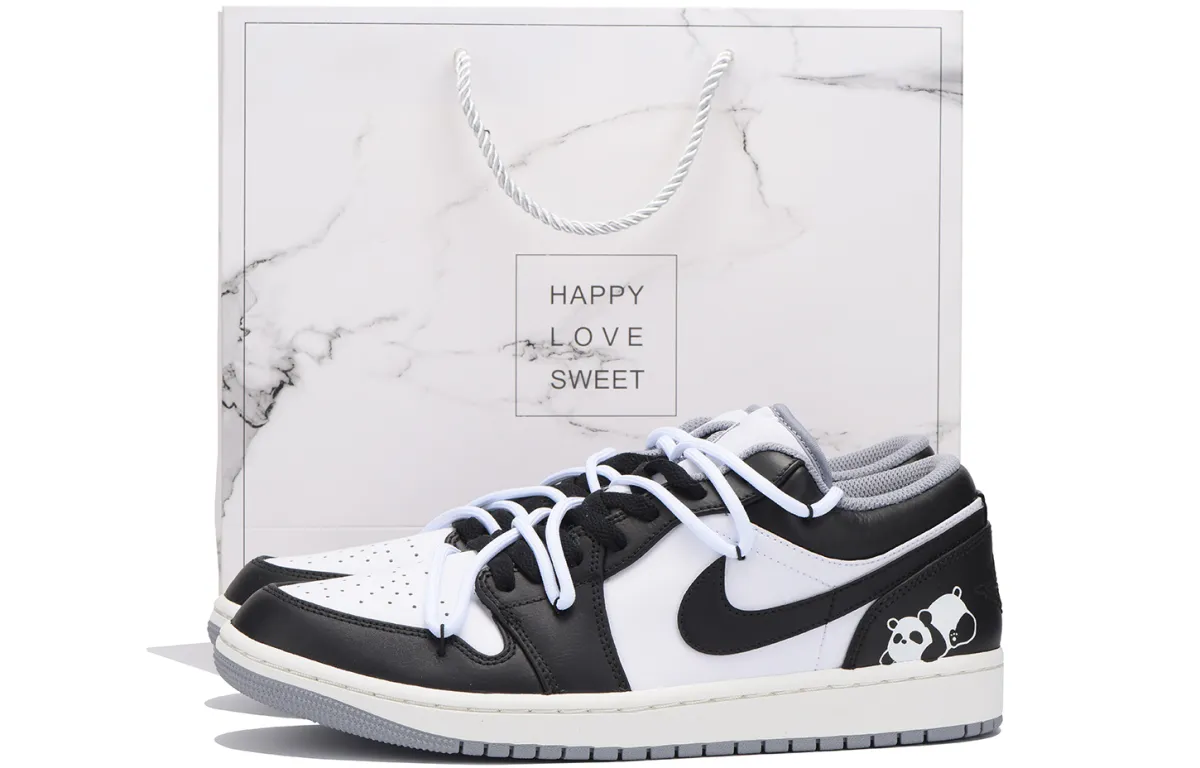 Jordan Air Jordan 1 Slip Resistant Coverage Balance Impact Resistant Low top Vintage Basketball Shoes Men's Black Gray